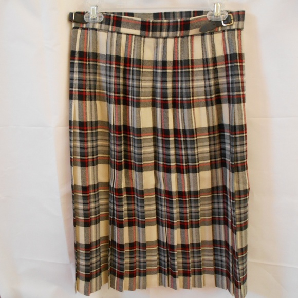 MOFFAT WOOLLENS WOOL SKIRT MEDIUM BLACK RED PLAID - Picture 5 of 8